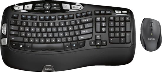 Logitech - MK570 Comfort Wave Wireless Keyboard and Optical Mouse - Black