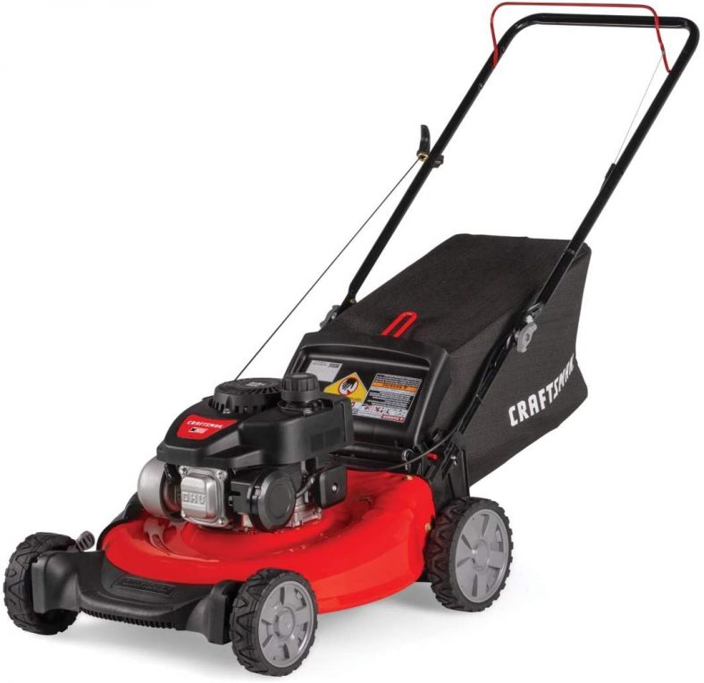 Craftsman M105 140cc Gas Powered Push 21-Inch 3-in-1 Lawn Mower with Bagger, 1-in, Liberty Red