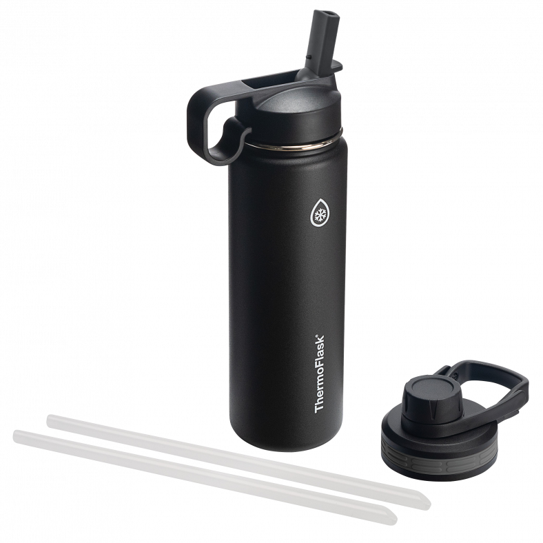 Thermoflask Combo Chug and Straw Lid, 24oz Black