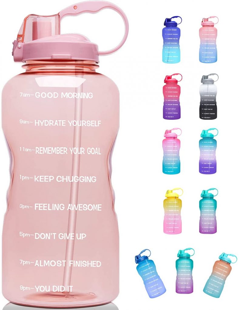 Giotto Large 1 Gallon/128oz (When Full) Motivational Water Bottle with Time Marker & Straw, Leakproof Tritan BPA Free for Fitness, Gym and Outdoor Sports sale on amazon