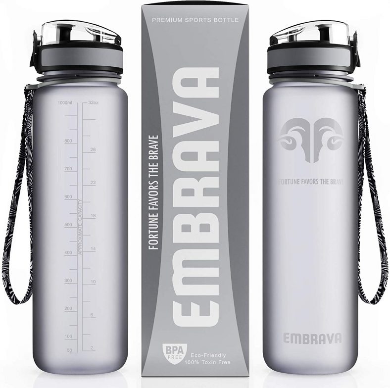 Embrava Best Sports Water Bottle – 32oz Large – Fast Flow, Flip Top Leak Proof Lid w/ One Click Open – Non-Toxic BPA Free & Eco-Friendly Tritan Co-Polyester Plastic sale on amazon