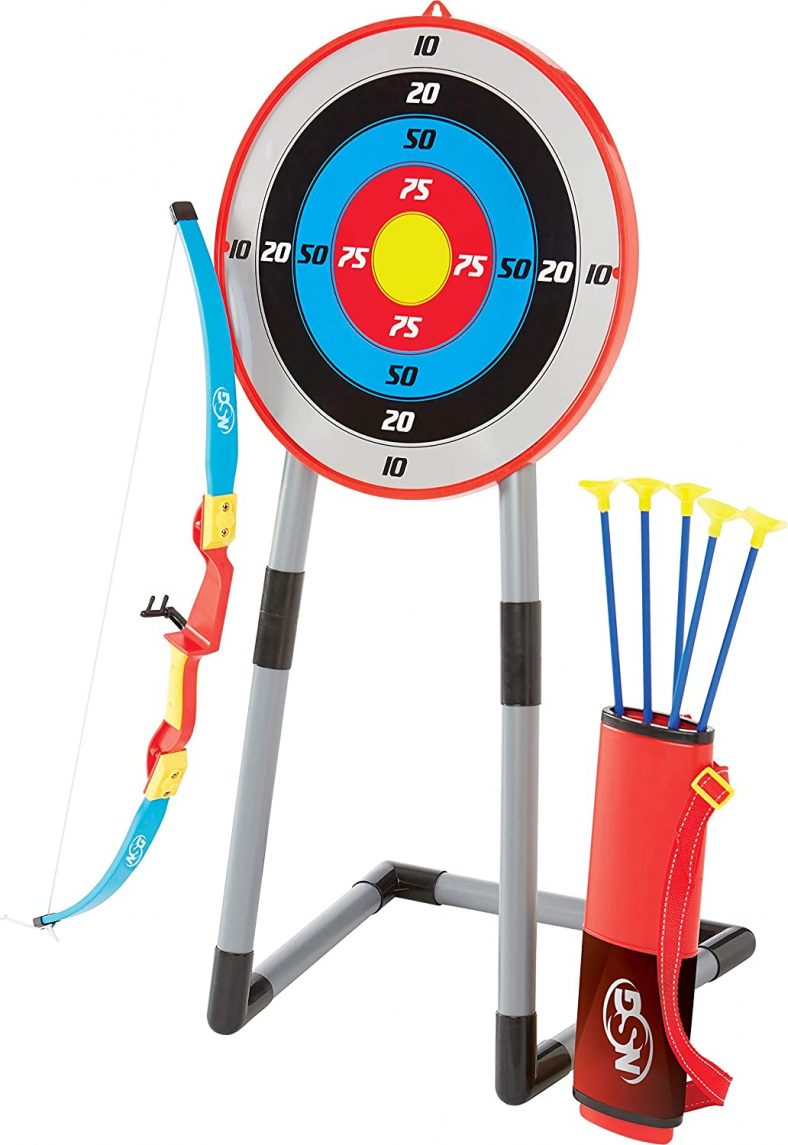 NSG Deluxe Bow and Arrow Set for Kids – Toy Archery Bow with Large Freestanding Target, Suction Cup Arrows, and Quiver – Grab the Amazon Offers