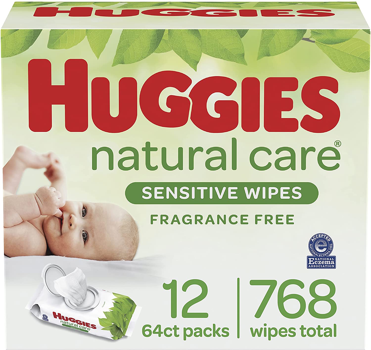 Baby Wipes, Huggies Natural Care Sensitive Baby Diaper Wipes, Unscented, Hypoallergenic, 12 Flip-Top Packs (768 Wipes Total) @amazon offers
