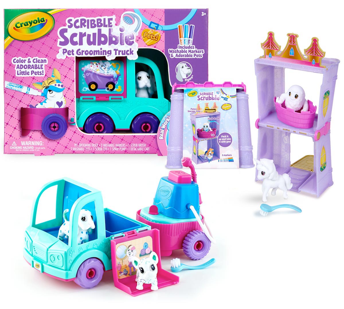 Scribble Scrubbie Pets Pet Grooming Truck & Peculiar Pets Palace Playset From walmart deals