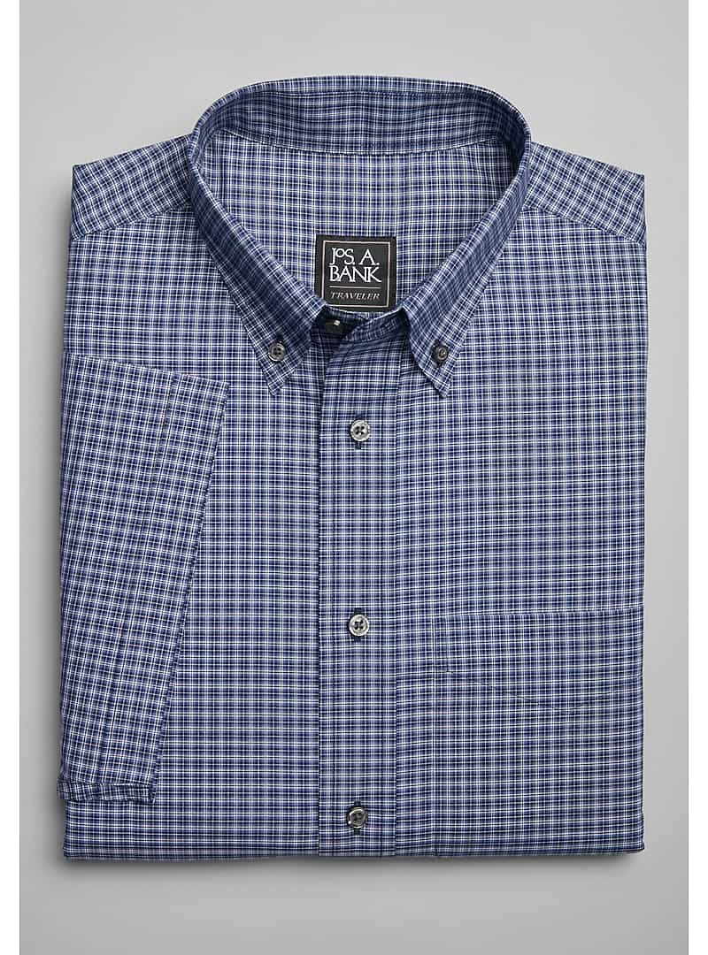 Traveler Collection Traditional Fit Button-Down Collar Short Sleeve Check Sportshirt #6L4E