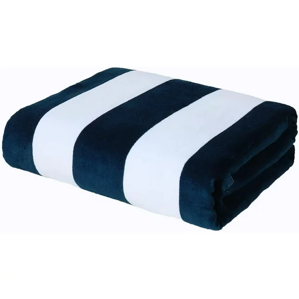 Exclusivo Mezcla 100% Cotton Oversized 35″x70″ Cabana Stripe Beach Towel, Super Absorbent Soft Plush Pool Towel, Bath Towel (Charcoal Grey) From walmart deals
