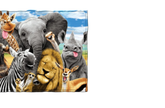 Dawhud Direct African Safari Animals Selfie Warm and Cozy Super Soft Plush Fleece Throw Blanket