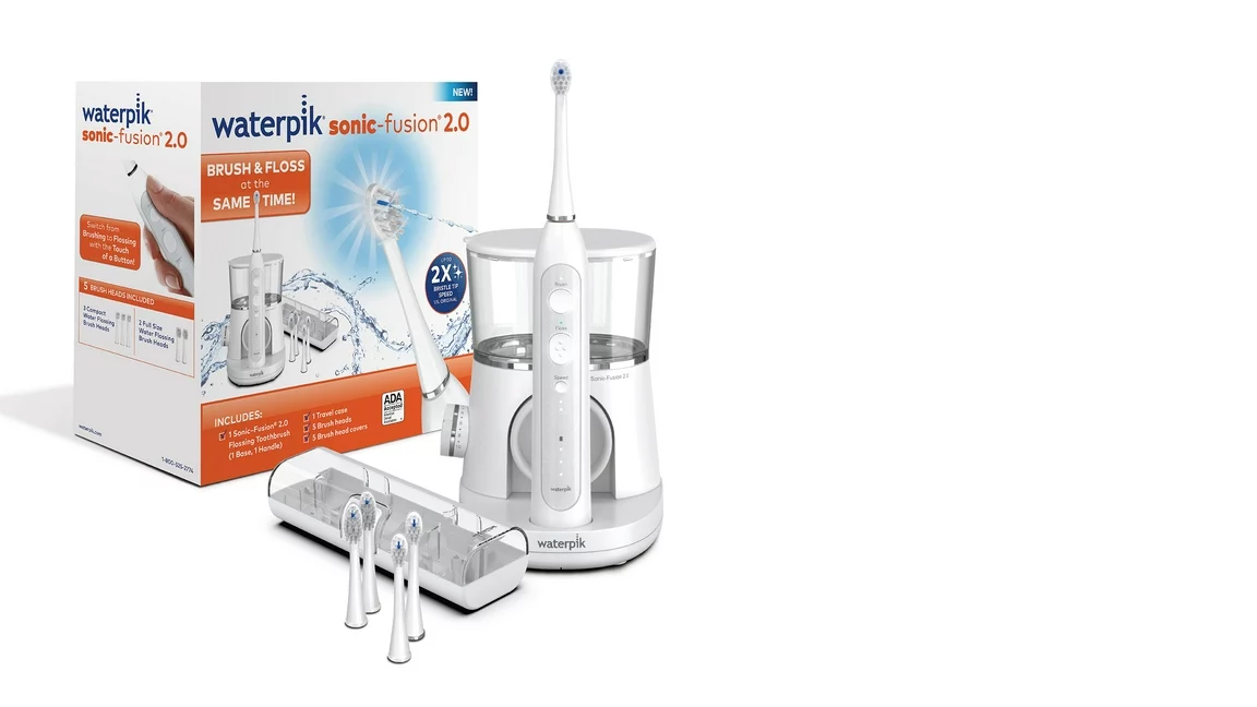 Waterpik Sonic-Fusion 2.0 Flossing Electric Toothbrush Set, 5 Brush Heads, White
