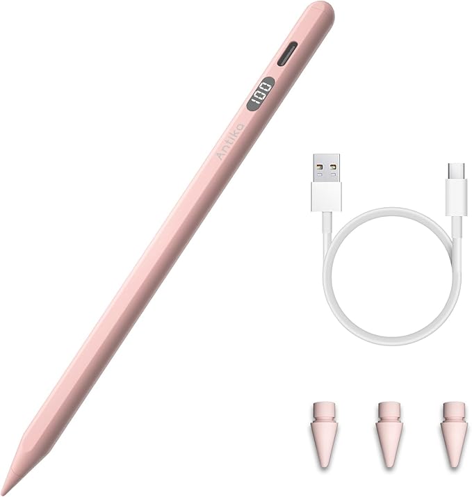 Stylus Pen for iPad Digital iPad Pencil 2NDGen 10 Hour Constant Writing Tilt Sensitivity Palm Rejection Magnetic Pen for iPad Air 3/4/5, iPad Mini 5/6, iPad 6-10 Gen, iPad Pro 11 (Pink)