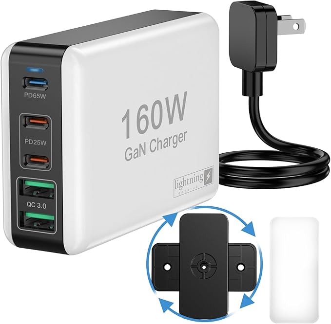 160W Super Fast Chargers for Multiple Devices, Type C Charger Block Flat Plug Multiports for Cellphones, Tablets, Laptops and All Other USB C/A Gadgets, Accessories for iPhone/Samsung/Kindle/Switch
