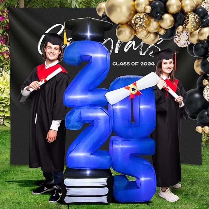 6.0 FT Inflatable Graduation Decorations Class of 2025 – Blow Up 2025 Light Up Marquee Numbers – Yard Sign for Congrats Graduation Party Decorations College High School Kindergarten Preschool