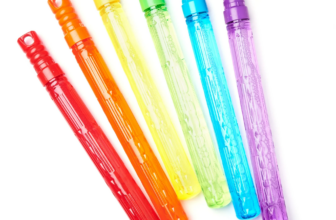 Play Day Bubble Maker Stick Toy with 30 Ounce Bubble Solution, 6 Pack, Multi Color, Child Ages 3+