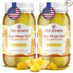 TrueSeaMoss Sea Moss Gel – Made in USA – Wildcrafted Seamoss, Fresh Fruits & Sea Vegetables – Pineapple, Pack of 2 (Labels May Vary)