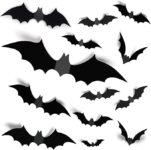 Bats Halloween Decoration, 60PCS Bat Stickers for Home Décor, 3D Bats Wall Décor Black, PVC Halloween Bats Windows Decor, Reusable Bat Decorations for Indoor Outdoor Party Summerween Decor