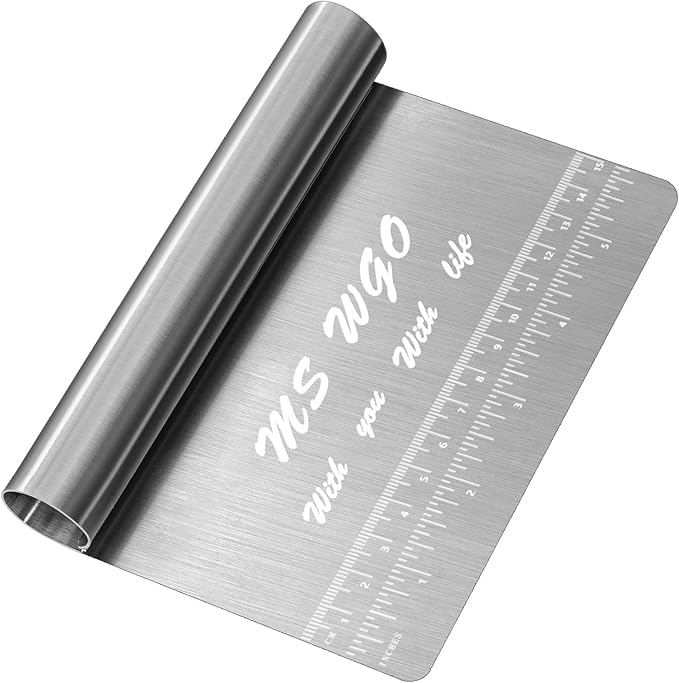 Pro Dough Pastry Scraper/Cutter/Chopper Stainless Steel Mirror Polished with Measuring Scale Multipurpose- Cake, Pizza Cutter – Pastry Bread Separator Scale Knife