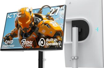 KTC 27 Inch Gaming Monitor 200Hz, 1440P Monitor with Speakers, Up to 210Hz Computer Monitors Fast IPS 1ms, 131% sRGB, Adaptive Sync, Tilt/Swivel/Pivot/Height Adjustment, HDMI DisplayPort, White H27T6
