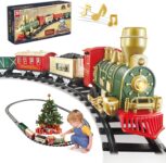 Christmas Train Set for Tree – Electric Toy Train w/Light & Sounds, Kids Train with 10 Tracks for Boys Age 3-8, Toddler Train Set Around Christmas Tree Gifts