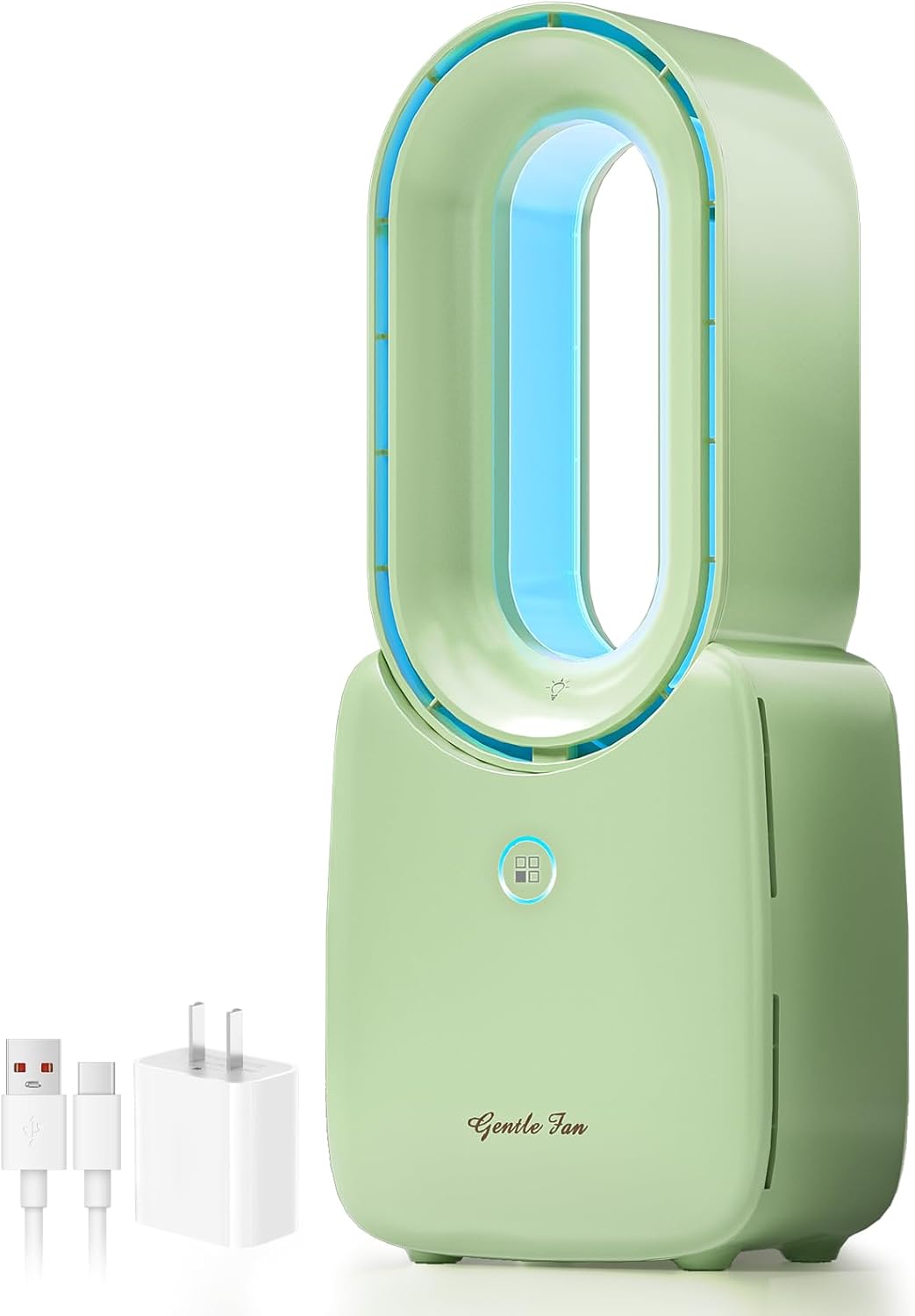 let’me Desk Fan, 11.8 Inch Portable Bladeless Fan Small Personal Cooling Fan with 5 Colors Touch Control LED Light, Quiet USB Table Fan for Home, Office, Bedroom Summer Gift