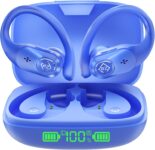 RIZIZI Wireless Earbuds Bluetooth Headphones Wireless Charging Case LED Display 96H Playtime Built in Mic Over Ear Buds Waterproof Earphones with Earhooks Deep Bass for Sport Running Workout Game PC