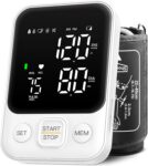 Blood Pressure Monitor Upper Arm Machine Accurate Adjustable BP Cuff Kit Led Backlit Display 2 Users 240 Sets Memory Includes Storage Bag White