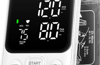 Blood Pressure Monitor Upper Arm Machine Accurate Adjustable BP Cuff Kit Led Backlit Display 2 Users 240 Sets Memory Includes Storage Bag White