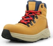 Steel Toe Boots for Men Puncture Resistant Work Shoes Slip Resistant Leather Safety Sneakers Lightweight Breathable Comfortable Industrial Footwear