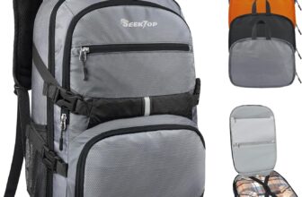 Seektop Lightweight Travel Backpack for Men Women, Multiple Pockets 40L Hiking Backpack Foldable Carry on Backpack (Gray)