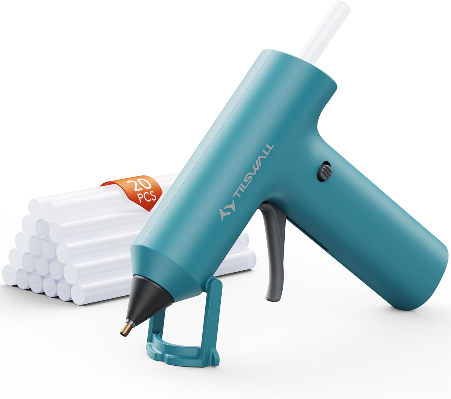 Tilswall Cordless Hot Glue Gun, Fast Preheating, Glue Gun and Sticks Set with 2Ah USB-C Rechargeable, 20 Premium Glue Sticks, High Temp Compact Size Ideal for Crafts, DIY Making, Repairs Blue