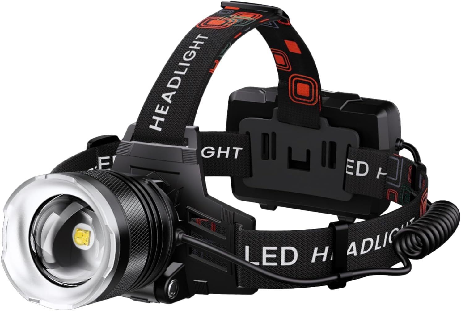 LED Headlamp Rechargeable 99000 High Lux, 9000mAh Long Battery Head Lamp with 12 Modes, IPX7 Waterproof USB Rechargeable Headlight, Zoomable Headlamp for Adults, 90° Adjustable for Camping Hunting