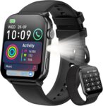 Blackview Smart Watch for Men Women,1.91″ HD Touchscreen Fitness Watch with Flashlight, Bluetooth Notifications/Make Calls, Heart Rate/Sleep Monitor/2 Straps, Fitness Watch for Android/iPhone