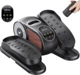 MERACH Under Desk Elliptical Machine, Leg Exerciser While Sitting for Seniors with 12-Speeds & Remote Control, Quiet Portable Electric Seated Pedal Exerciser Machine for Home Office