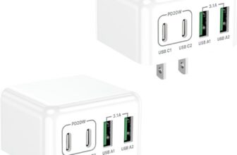 [2-Pack] USB C Charger Block, USB C Wall Charger 40W 4-Port Fast Charging Block PD Power Adapter + QC Wall Plug Multiport Type C Block Cube for iPhone 15 14 13 12 11 Pro Max XR XS 8 7, Samsung
