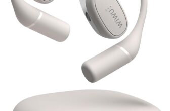 Open Ear Headphones,Bluetooth Wireless Earbuds with 2 Mics,Touch Control,ENC Noise Cancelling,HiFi Stereo Sound Sport Earbuds for Gym Cycling,Compatible with iPhone and Android(Beige)
