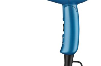 BaBylissPRO Nano Titanium Travel Hair Dryer, 1000 Watt Professional Blow Dryer with Concentrator Nozzle, Foldable Handle, Dual Voltage