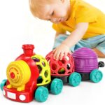Train Baby Toys 6-12 Months, Car Toys for 1 Year Old Boy Toddler Train Set, Infant Soft Cars for Toddlers 1-3 Kids Birthday Gift 6 7 8 9 10 Month, Cause Effect Musical Push Truck Ball Rattle