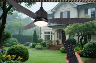 52 inch Outdoor Ceiling Fan with Lights,IP65 Waterproof Gazebo Fan with Remote, Farmhouse Rustic Ceiling Fans,Plug in Hanging Ceiling Fan with 3CCT 6-Speeds for Patio Porch Pergola