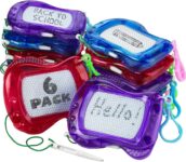 Bedwina Mini Magnetic Drawing Board for Kids – (Pack of 6) Backpack Keychain Clip Drawing Boards, Erasable Doodle Sketch Writing Pad Boys & Girls, Birthday Kids Party Favors