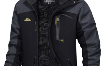 MAGCOMSEN Men’s Winter Coats Water Resistant Ski Snow Jacket Warm Fleece Jacket Parka Raincoats With Hood Multi-Pockets