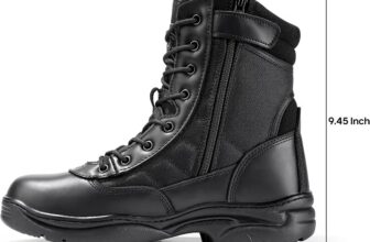 NORTIV 8 Men’s Military Tactical Work Boots | Side Zipper Leather Motorcycle Combat Boots for Outdoor Work Hiking Tactical Use and Daily Wear Trooper