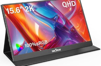 InnoView 2K Portable Monitor for Laptop 15.6″ 2560×1440 QHD 100% sRGB Built-in Speaker USB C Standard HDMI External Second Screen for Mac Laptop Phone PS4/5 Xbox Switch
