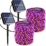 Joomer Orange Purple Halloween Solar String Lights,2 Pack Total 80FT 240LED